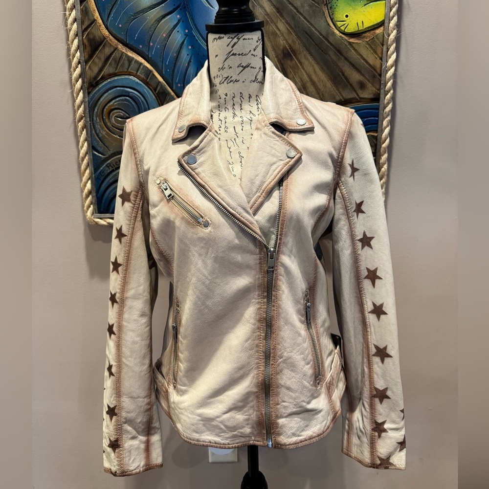 Mauritius Leather Star Jacket - Beige in color